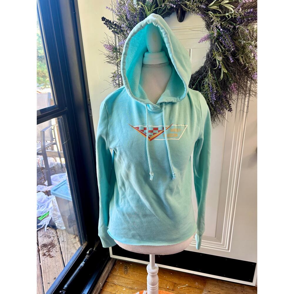 Harley Davidson Aqua Blue Pullover Hoodie Womens Size Medium